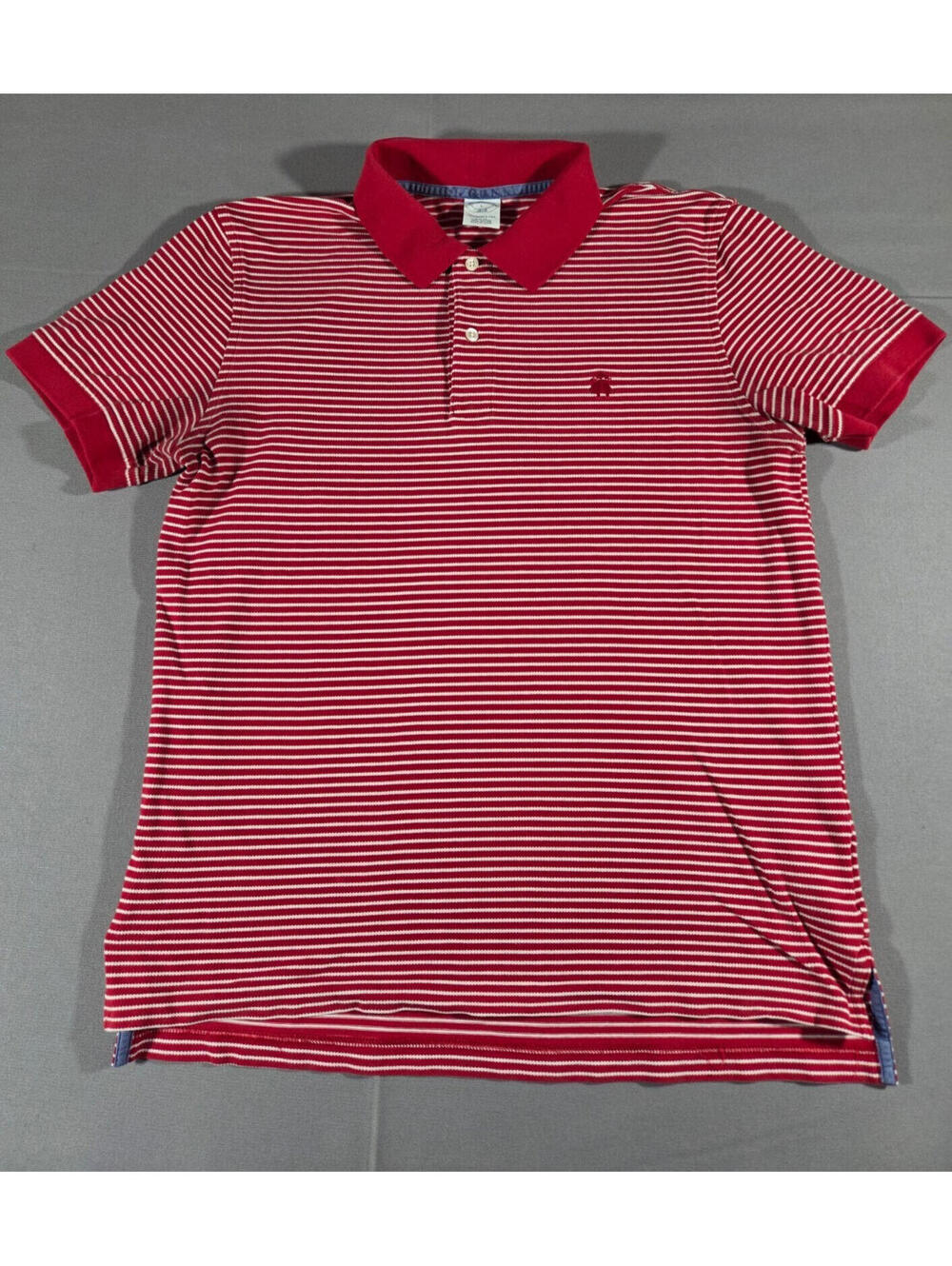 Brooks Brothers 1818 Polo Shirt Mens Large Red White Stripe Slim Fit